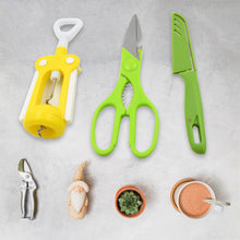 Multifunction Kitchen Tool Set – Stainless Steel & Plastic Knife and Scissors